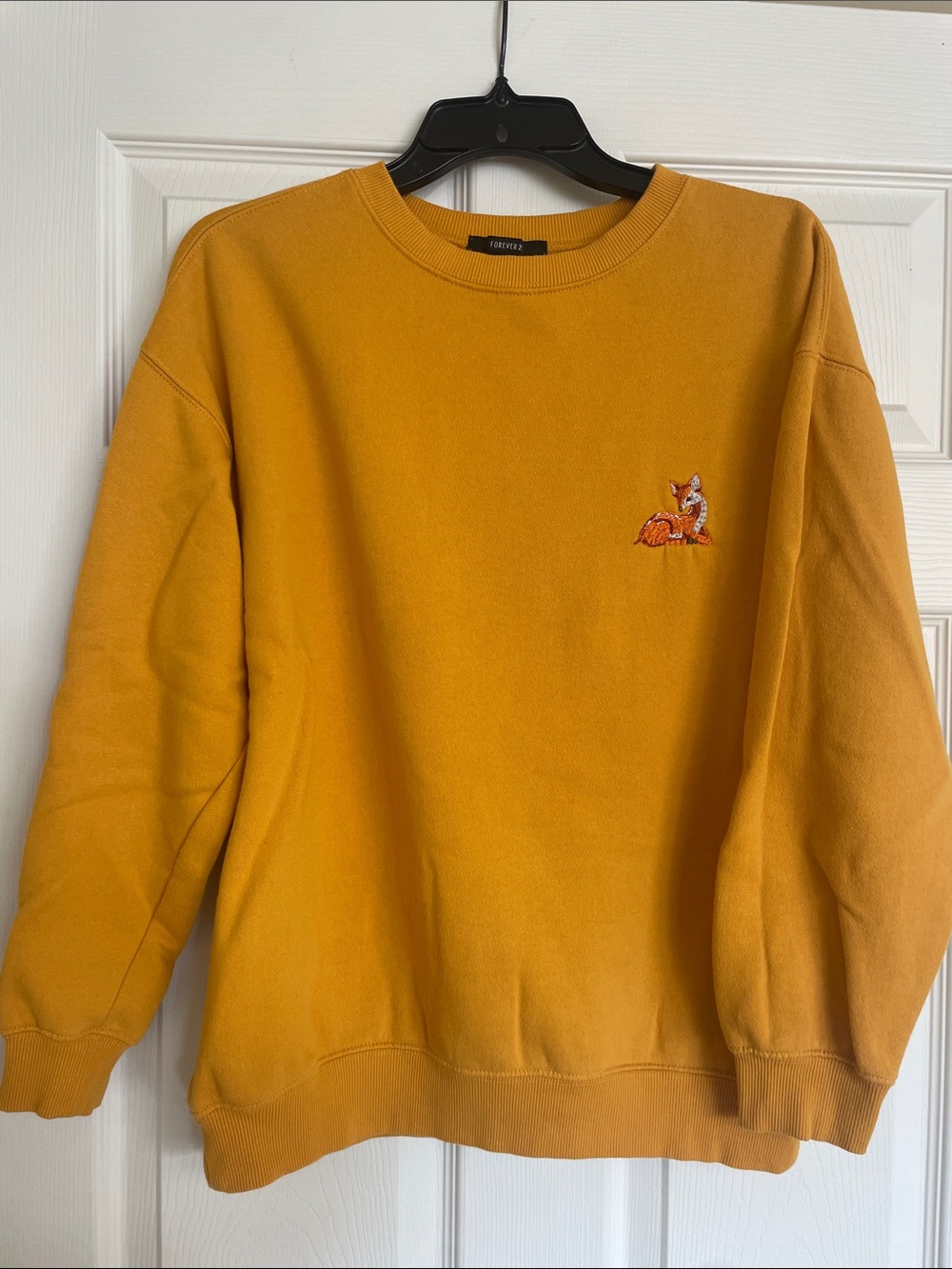 FOREVER 21 Mustard-Orange Sweatshirt w/ Deer Embroidery